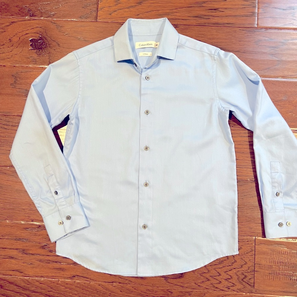 Boy’s Calvin Klein Sateen Long Sleeve Button Down Shirt